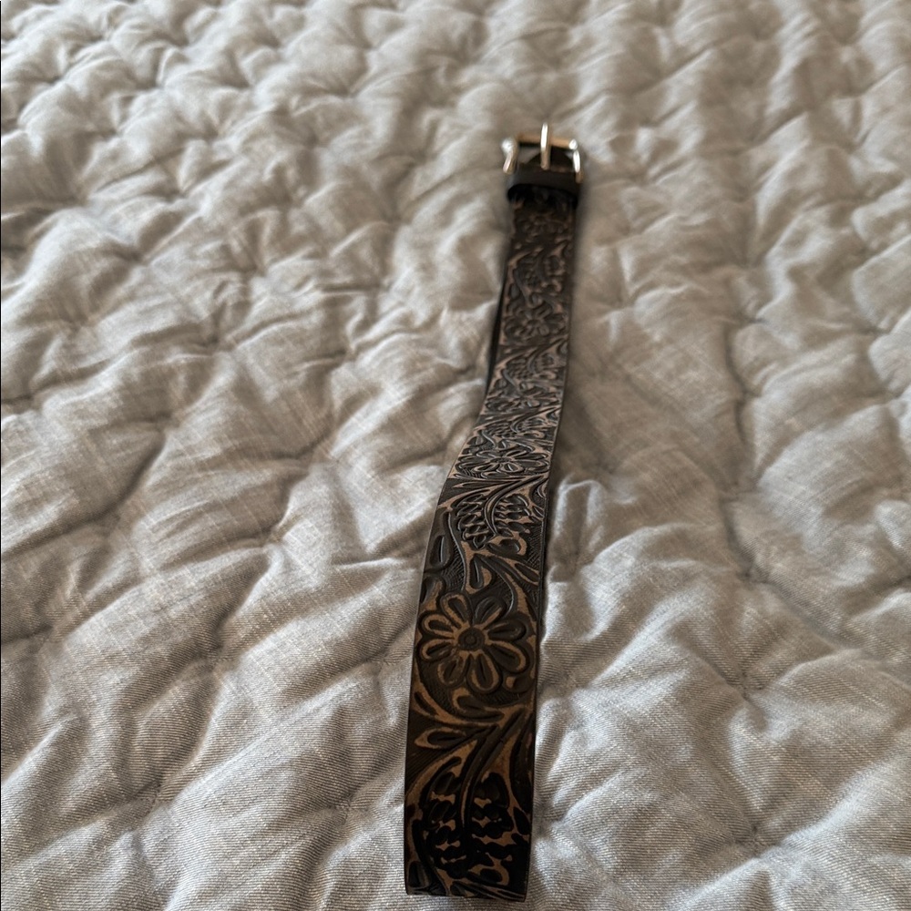 Floral Embossed Leather Belt